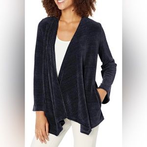 BB DAKOTA Women's Chenille of Fortune Knit Jacket Midnight Sky Black Small
